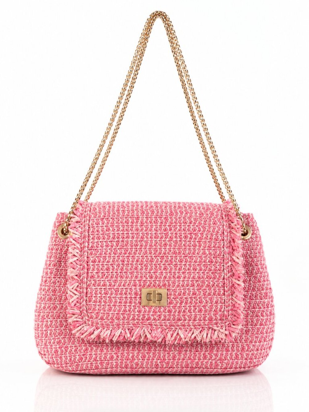 ERIC JAVITS Ms. Perfect Raffia Straw Woven Pink Shoulder Bag